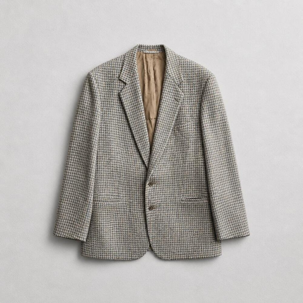 Vintage Eddie Bauer Brown Herringbone Tweed Sport Coat Blazer Size 44R ,